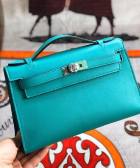 에르메스 미니 켈리백22 베르트베로나 은장 스위프트